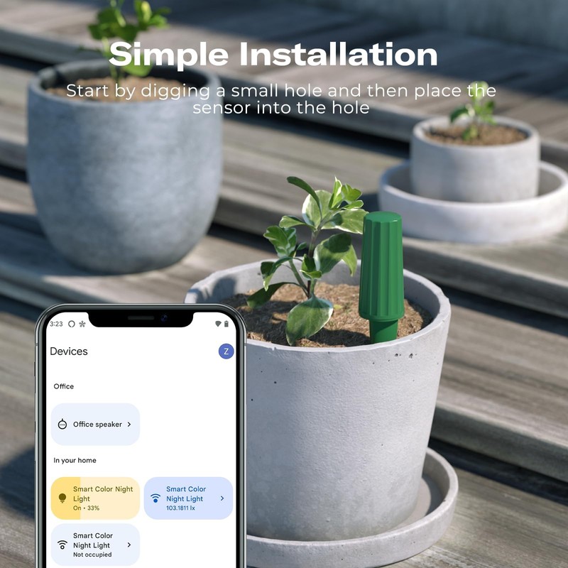 THIRDREALITY Smart Soil Moisture Sensor Gen2, Zigbee Hub Needed, Enhanced