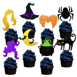 LaVenty - 24 piezas de Hocus Pocus - Decoraciones para cupcakes de Hocus Pocus, suministros para fiestas de Hocus Pocus, decoración de pasteles, brujas, suministros para fiestas