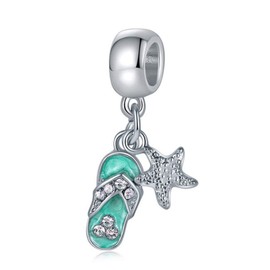 LaBenie Dangle Summer Beach Sandal Shoe and Starfish Charm Bead