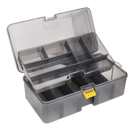 WBTY Fishing Tackle Box,Dual Layer Multifunctional Fishing Lure Hooks Tools Box Translucent Gray Durable Plastic Professional Fishing Accessories Storage Box