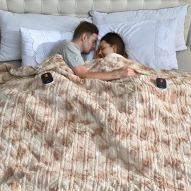 Electric Blanket Queen Size, Dual Control Heated Blankets (84"x90") 10 Heat Settings & 0.5-12H Adjustable Timer, Soft Plush Faux Fur, Overheat Protection, ETL Certified, Machine Washable