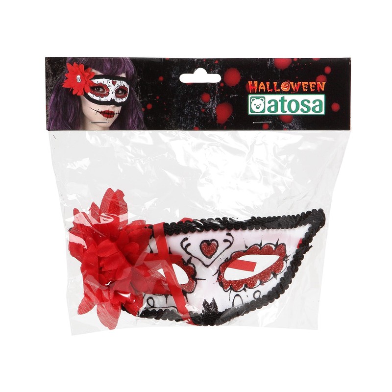 Generique Day of the Dead Eye Mask with Red Flower