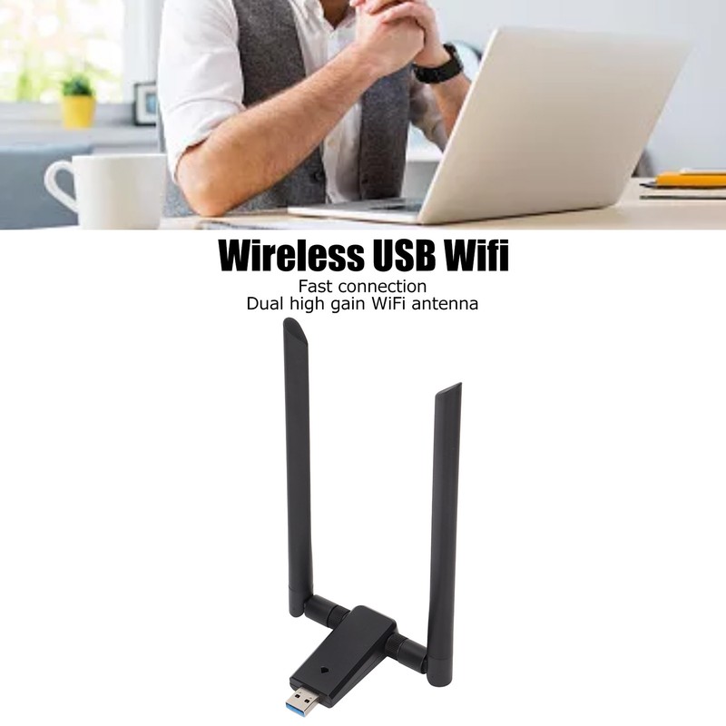 WiFi Adapter Dual 5Dbi Antenna 802.11ac 5G 2.4G USB3.0 1200Mbps