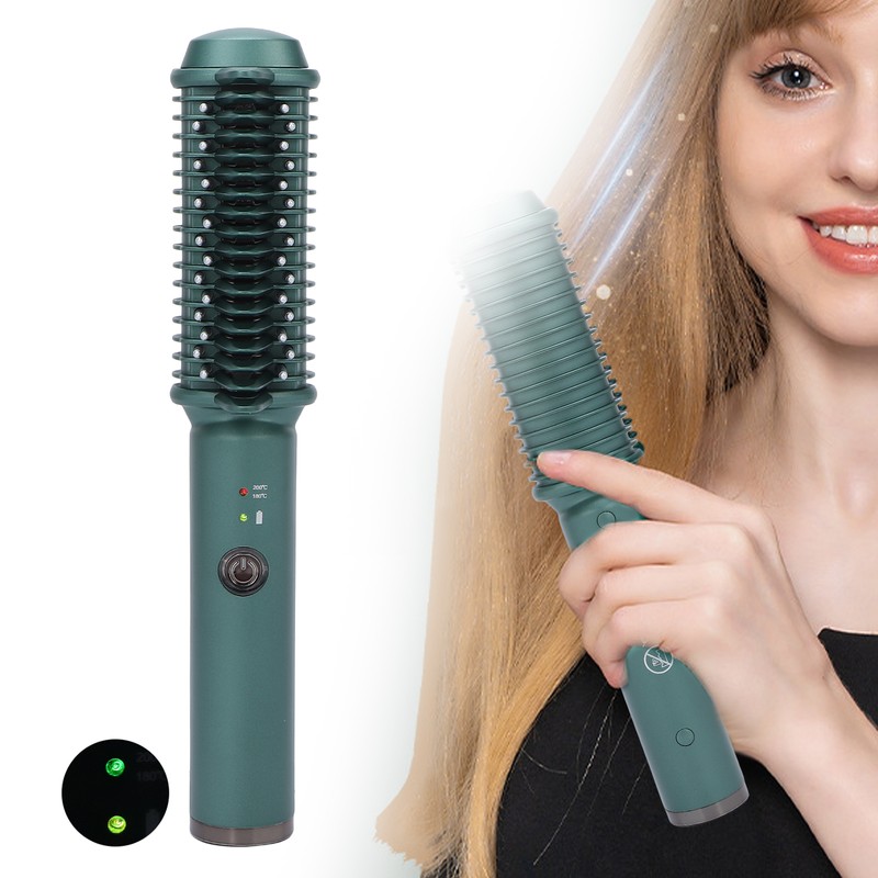 USB Hair Straightener Brush Comb Temperature Adjustable Hair Straightening Brush