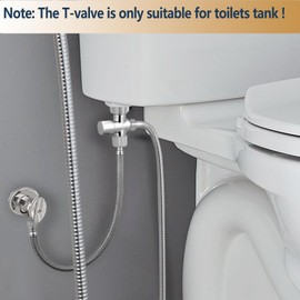 YRDL Bidet T Adapter, Brass T Adapter with Shut-off Valve, 3-way Tee Connector 7/8" x 7/8" x G1/2, Leak-Free Chrome Metal T Valve Adapter for Toilet Bidet Sprayer…