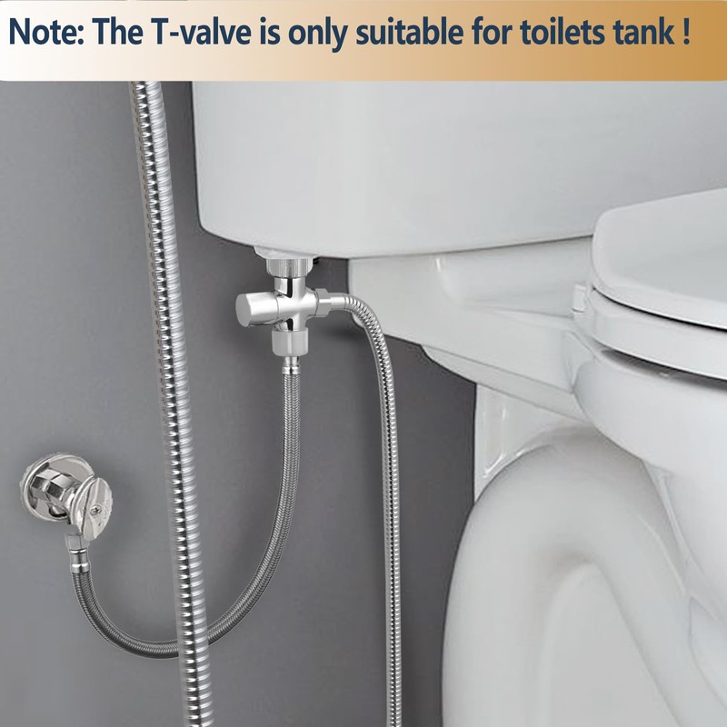 YRDL Bidet T Adapter, Brass T Adapter with Shut-off Valve,