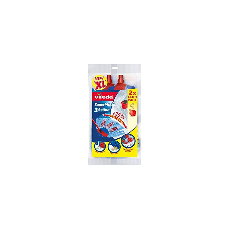 Vileda Supermocio 3 Action Mop Refill Double Pack Head Pack