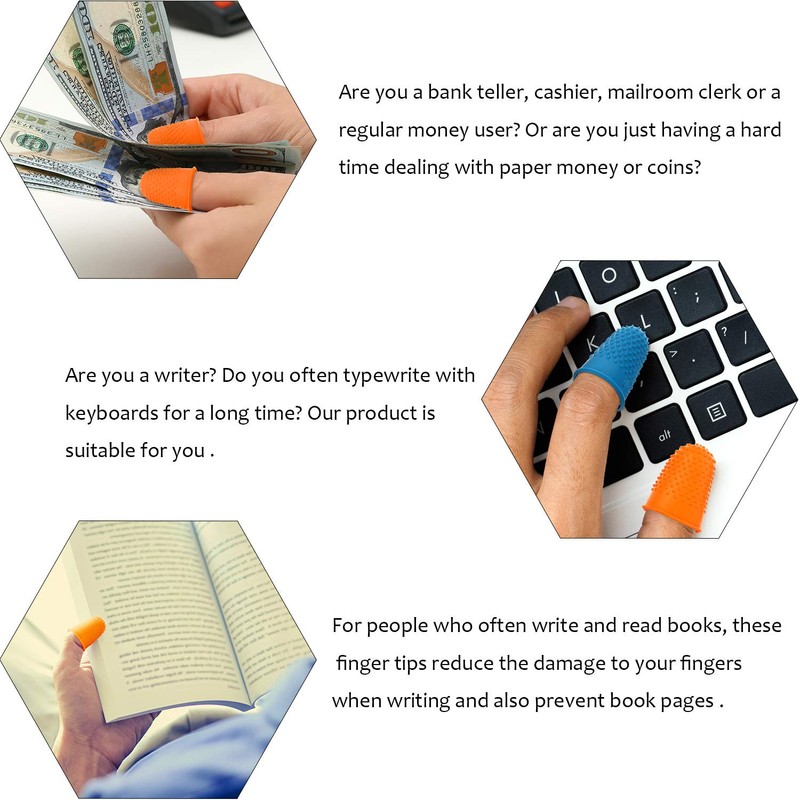 10 Pieces Rubber Fingers with 1/2 Oz Fingertip Moistener, Non-Slip