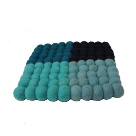 Maharanis Fairtrade Felt Coasters Pot Coasters 4 Shades of Blue Square 22 x 22 cm Handmade Pure Wool, Blue Tones