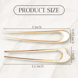 U-Shaped Hair Pins - French Twist Hairpins for Bun, Chignon & Updo - Gold Hair Sticks for Women - Vintage Hair Accessories for Bridal Wedding Party, Strong Hold Bobby Pins for Long Hair (6PCS)