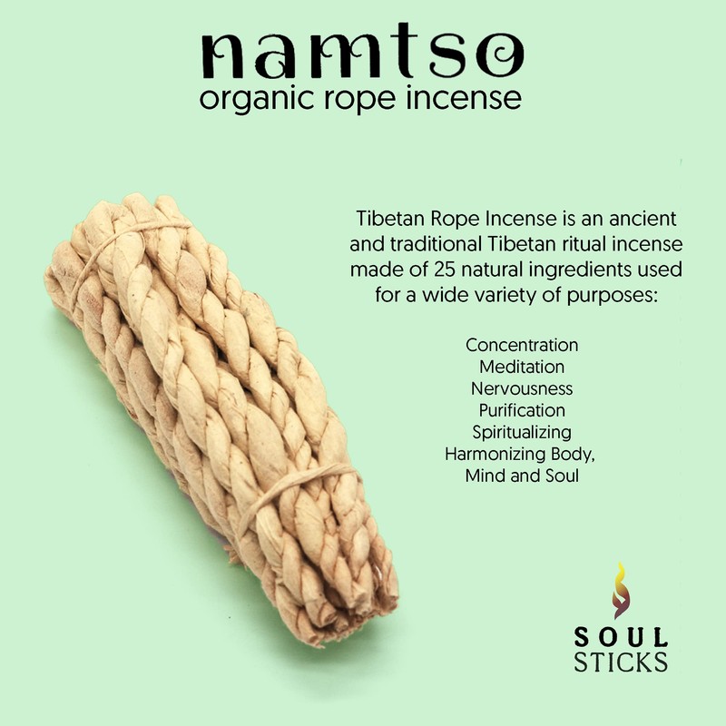 Soul Sticks Namtso Tibetan Handmade Rope Incense 20 Sticks Handrolled