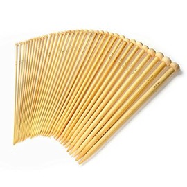 LIHAO 36 Pcs Bamboo Knitting Needles Set Single Point (18 Sizes from 2.0mm to 10.0mm)