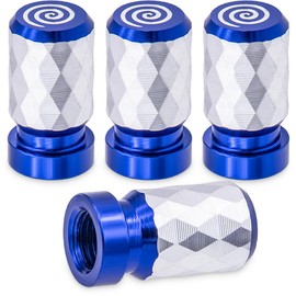 MEAJOO 4PCS Car Tire Valve Stem Cap, Aluminum Alloy Leak-Proof Tyre Air Valve Caps, Corrosion Resistant Airtight Dust Proof Covers Universal for Cars, SUVs, Trucks, Motorcycles and Bikes (Blue)