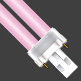 Helios 2PC 9 Watt 6 Inch Plug-in Fluorescent Power Compact Light Bulb 2-Pin Universal Replace (8000K True Grow(Pink/Pink))