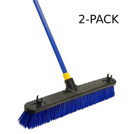 Quickie 5992 24-Inch Knockdown Rough-Surface Push Broom with Steel Handle, 2-Pack, Blue