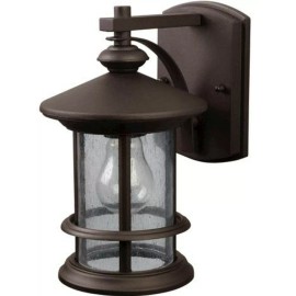 Patriot Set 2  Outdoor Wall Light Tree House Cabin Oil Rubbed Bronze Clear Seeded Glass