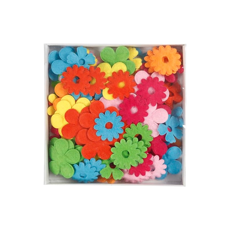 Felt Flowers, largest size 35x45 mm, 135 asstd
