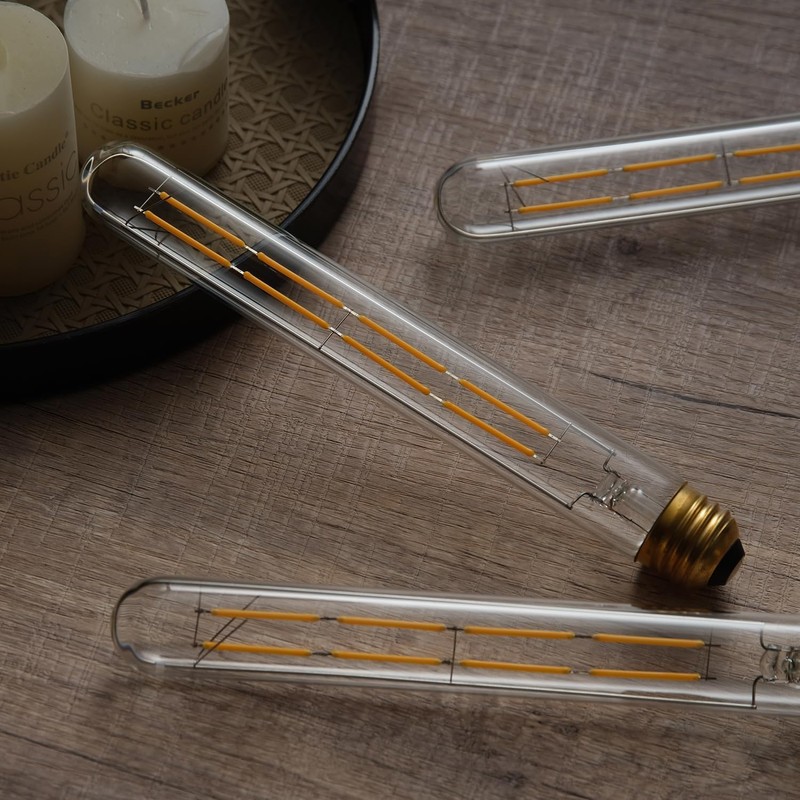 Duoled T10 Tubular Light Bulbs,E26 Dimmable Led Bulbs,8W Led Edison