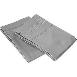 Elegant Comfort Wrinkle & Fade Resistant Premium Hotel Quality Microfiber Ultra Soft Luxurious 2-Piece Pillowcases, King Size, Silver