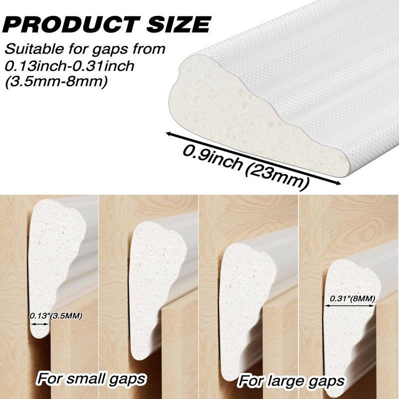 2 Pcs 196" Wedge-Shape Weather Stripping Door Seal,Windows and Doors