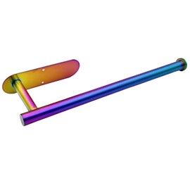 Keiwhsly Colorful Paper Towel Holder Under Cabinet, Self-Adhesive Drilling Stainless Steel Rainbow Paper Towels Rack Wall Mount for Kitchen,Bathroom, Sink (1Pcs)