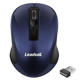 LeadsaiL Kabellose Maus, 1600DPI, 2,4 GHz mit USB-Empfänger, 4 Tasten, Leises Klicken und Scrollen, 15-Monate Akkulaufzeit, Kompatibilität mit Mehreren Geräten - Blau