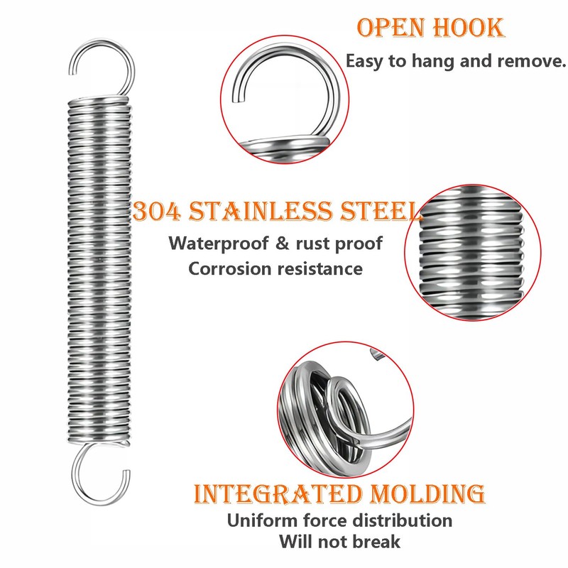 Qrity 2 PCS Stainless Steel Hook Terminal Compression Springs, Wire