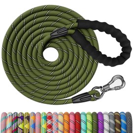 NTR 100FT Leash for Large Breed Dog, Long Leash with Swivel Lockable Hook, Padded Handle and Highly Reflective Thread, Pet Lead for Walking, Hunting,Camping, Backyard for Small Medium Large Dog