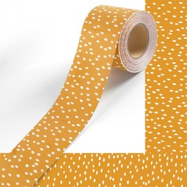 Boho Bulletin Board Borders, 50 Feet Boho Classroom Decorations with White Spots on Yellow Background Straight Rolled Border Trim for Back to School Decotations Classroom Door Wall Decor