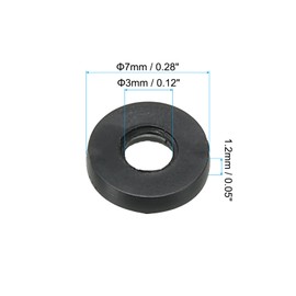 PATIKIL M3 Rubber Flat Washer, 100 Pack 3mm ID 7mm OD 1.2mm Thick Sealing Spacer Gasket Ring for Faucet Pipe Water Hose Fastener Bolt, Black