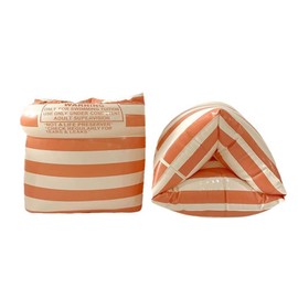 YOBOKO Aufblasbare Schwimmflügel zum Schwimmenlernen Schwimmtrainingsringe Schwimmarmband für Kinder Jungen Mädchen Erwachsene 2 Stück (Orange Stripe)