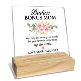 Stepmom Gifts from Daughter, Stepmom Gifts for Birthday Mother's Day Christmas Holiday, Bonus Mom Gifts, You Have Certainly Made My Life Better, Desk Acrylic Decor