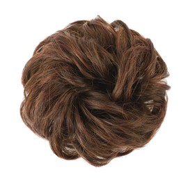 MORICA 1PCS Messy Hair Bun Hair Scrunchies Extension Curly Wavy Messy Synthetic Chignon for Women (2/30#(Darkest Brown & Light Auburn Mixed))