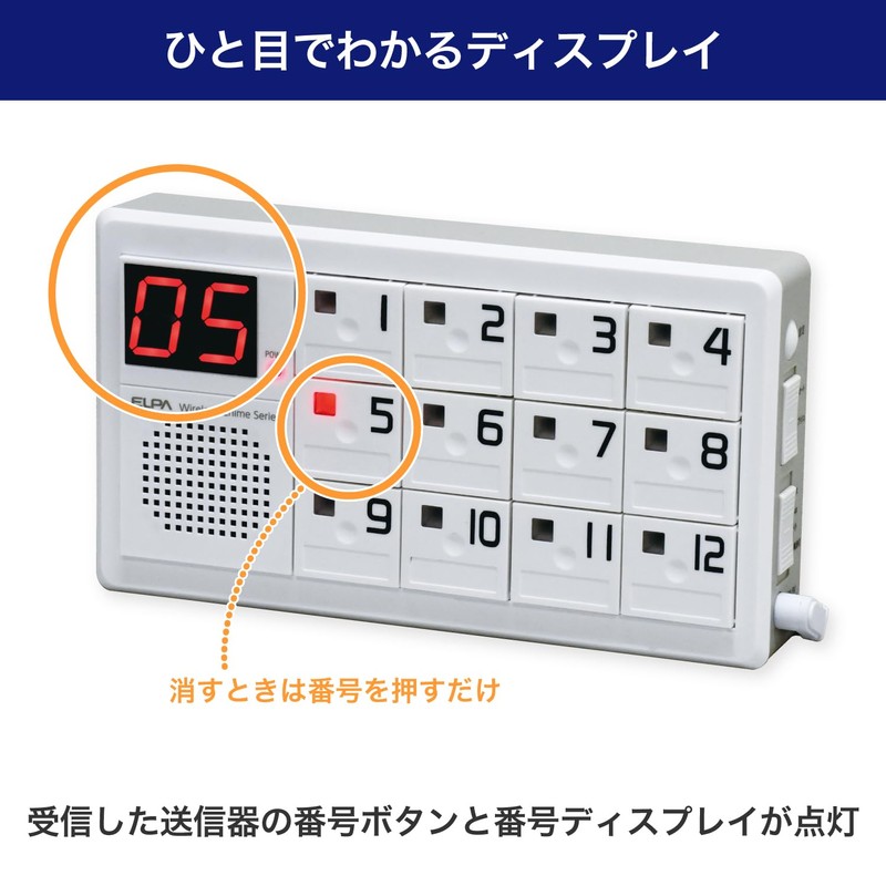 Elpa EWS-P70 Wireless Chime, 12CH Receiver, Intercom, No Construction Required,