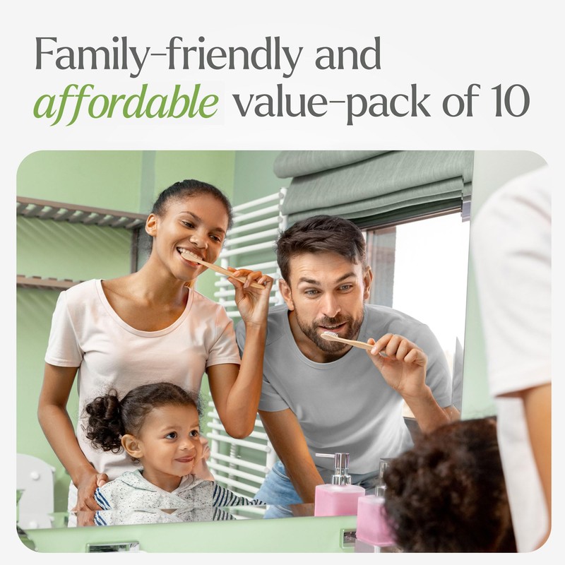 VIVAGO Soft Flossing Bamboo Toothbrushes 10 Pack - BPA Free