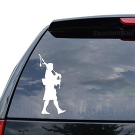 Bagpipe Scottish Piper Music Decal Sticker Car Truck Motorcycle Window Bumper Laptop Wall Decor - Size (07 inch / 18 cm Tall) - Color (Matte White)
