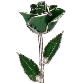 Living Gold Real Rose Dipped in Platinum (Dark Green)