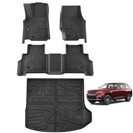 KARPAL Floor Mats & Cargo Liner Fit for 2022-2025 Jeep Grand Cherokee WL 2-Row (Include 4xe, NOT for WK2 or L) 5-Seat Only, TPE All Weather Floor Liners
