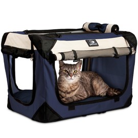 Large Cat Carrier & Dog Carrier for 2 Cats or Medium Dog. Soft Sided Pet Carrier for Travel. Collapsible, Portable with Soft Bed, Top & Side Loading, Locking Zippers, Puppy Crate & Kennel