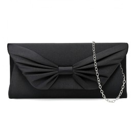 YYW Clutch Purse Elegant Bowknot Evening Bag Classy Purse Wedding Party Shoulder Bow Bag, Black, One Size