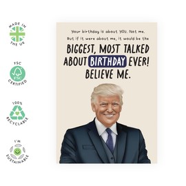Funny Birthday Card for Him Her - 'Biggest Birthday Believe Me' - Gifts for Friends, BFF, Wife, Girlfriend, Mum, Husband, Boyfriend, Colleagues, Coworkers - Everyone Knows It - Comes with Stickers