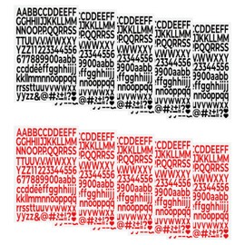 HiTransfer Iron on Letters for Clothing, 10 Sheets 1390 Pieces Iron on Numbers and Heat Transfer Vinyl Letters for Fabric, with 1-Inch A-Z and 0-9 Alphabet Stickers for T-Shirts (Black&RED)