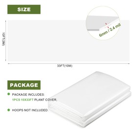 IWNTWY Greenhouse Plastic Sheeting, 10 x 30 Ft 2.4 Mil Green House Plastic Covering Garden Plastic Sheeting Raised Bed Dust Barrier Waterproof Snowproof Freeze Row Cover for Outdoor Plants
