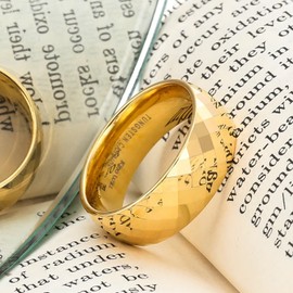 King Will Duo 8mm Gold Tungsten Carbide Ring High Polished Multi Faceted Domed Wedding Rings Engagement Band for Women Men Comfort Fit 12