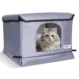 Tailtastic Weatherproof & Insulated Outdoor Cat House - Seamless Base Stays Dry,Easy Assembly, Warm Shelter for Community/Outdoor Cats(Grey)
