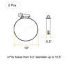 EesTeck 2Pcs 10" (Diameter) Adjustable 304 Stainless Steel Duct Clamps