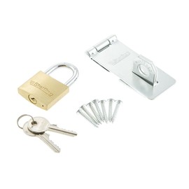 Sterling PHS002 40 mm Brass Padlock/95 mm Hasp and Staple Solution Pack