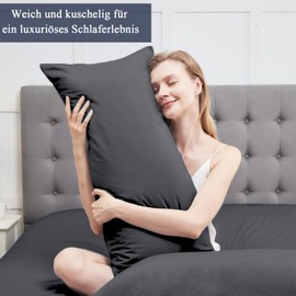Vielit Federa per cuscino 60 x 80 cm, colore antracite, morbida, 60 x 80 cm, set da 2 federe decorative in microfibra, per cuscini 60 x 80 cm, certificato ecologico, resistente ipoallergenico