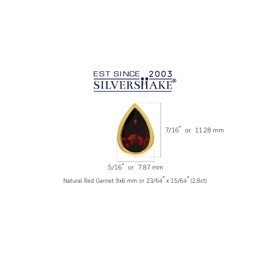 Silvershake 2.8 CTW 9X6mm Natural Pear Drop Shape Red Garnet 14K Yellow Gold Plated 925 Sterling Silver Business Attire Bezel Set Stud Post Earrings January Gemstone Birthstone