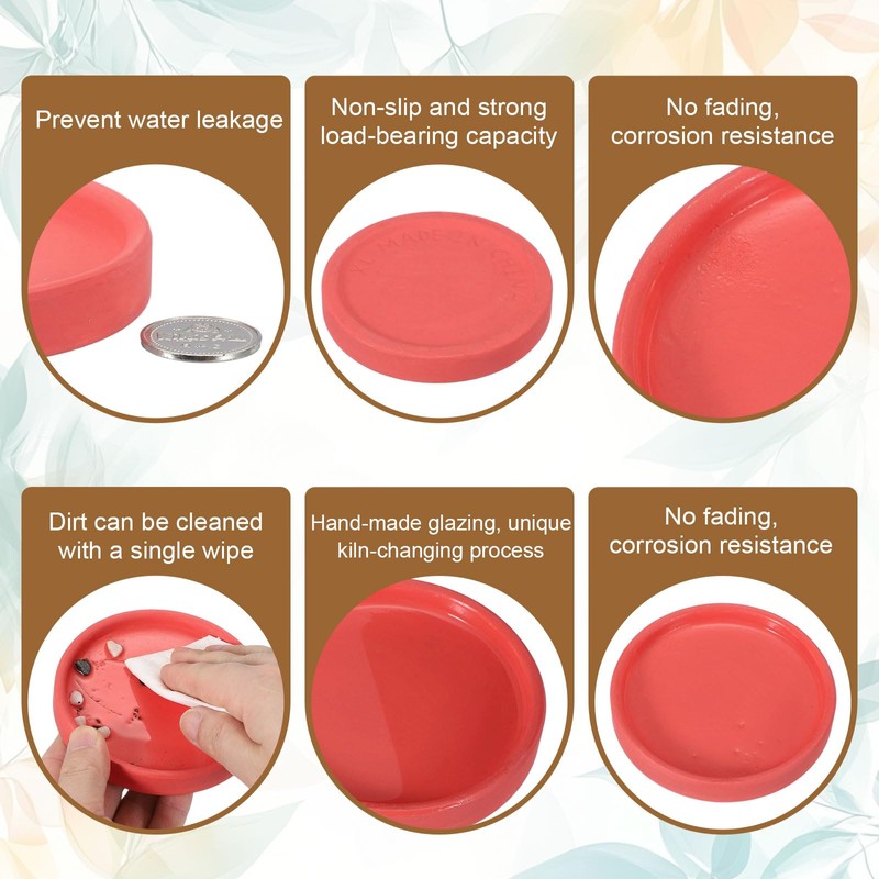 uxcell 2 Pcs Round Plant Saucers, 4 Inch Ceramics Plant
